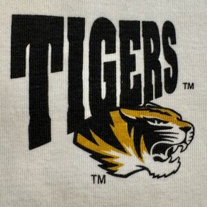 Black and White Graphic Tigers Baseball Raglan T-Shirt Size Large